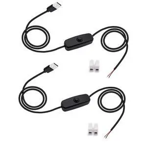 5V USB Switch Extension Cable, USB 2.0 A Male Plug and 2 Pin 2 Wire Power Charge Cable Connector DIY for 5V USB Fan, LED Strips, Desk Lamp, Driving Recorder LED Strip-Black2PCS 4.92FT 5V USB Switch Extension Cable, USB 2.0 A Male Plug and 2 Pin 2 Wire Power Charge Cable Connector DIY for 5V USB Fan, LED Strips, Desk Lamp, Driving Recorder LED Strip-Black2PCS 4.92FT