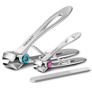Extra Wide Jaw Opening Nail Clippers for Thick Nails Cutter for Ingrown Toenail Clippers & Fingernails Manicure Set,Pedicure Kit,Men & Women(Silver) Extra Wide Jaw Opening Nail Clippers for Thick Nails Cutter for Ingrown Toenail Clippers & Fingernails Manicure Set,Pedicure Kit,Men & Women(Silver)