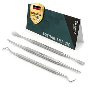 Premium Blacks File Pedicure Set 3-Piece Ingrown Toenail Kit - Double-Sided Toenail Cleaner, Nail File & Nail Lifter Stainless Steel Podiatry Tools - Professional Foot Care Nail File Set Premium Blacks File Pedicure Set 3-Piece Ingrown Toenail Kit - Double-Sided Toenail Cleaner, Nail File & Nail Lifter Stainless Steel Podiatry Tools - Professional Foot Care Nail File Set