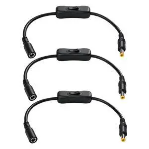 5.5mmx2.5mm Power Switch Extension Cable (3-Pack), 12V/24V Switch DC Power Adapter Connector 18AWG Male to Female Cord for LED Strips & CCTV Camera, Inline On/Off Control - Black 1FT 5.5mmx2.5mm Power Switch Extension Cable (3-Pack), 12V/24V Switch DC Power Adapter Connector 18AWG Male to Female Cord for LED Strips & CCTV Camera, Inline On/Off Control - Black 1FT
