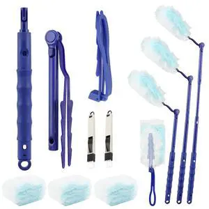 30 Count Heavy Duty Duster Refills with 2 Pcs Handles and Crevice Brushes Starter Kit, Microfibers Multisurface Dusters for Cleaning Home, Celling Fan, Blinds, Vent & Shelves(Blue) 30 Count Heavy Duty Duster Refills with 2 Pcs Handles and Crevice Brushes Starter Kit, Microfibers Multisurface Dusters for Cleaning Home, Celling Fan, Blinds, Vent & Shelves(Blue)