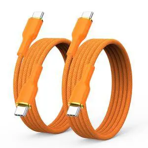 240W USB C Cable 6.6ft 2-Pack,Type-C Fast Charging Data Cord,Braided.Orange 240W USB C Cable 6.6ft 2-Pack,Type-C Fast Charging Data Cord,Braided.Orange