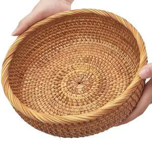 9.2" Medium Rattan Wicker Bread Basket, Fruit Basket for Kitchen Counter 9.2" Medium Rattan Wicker Bread Basket, Fruit Basket for Kitchen Counter