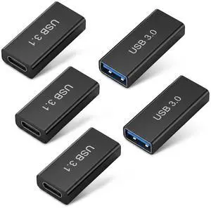 USB 3.0 Female to Female Adapter 2 Pack and USB-A to USB-C Adapter 3 Pack 10Gbps USB 3.1 Bi-Directional USB Extension Connector for Data Sync and Fast Charging USB 3.0 Female to Female Adapter 2 Pack and USB-A to USB-C Adapter 3 Pack 10Gbps USB 3.1 Bi-Directional USB Extension Connector for Data Sync and Fast Charging