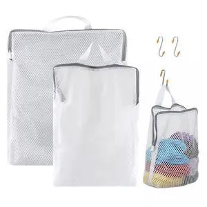 3 Pcs Mesh Hanging Laundry Bags With S Hooks, Durable Protective Wash Bags to Help Prevent Snagging, Tangling, and Shape Changes, Laundry Bags for Delicates and Sorting 3 Pcs Mesh Hanging Laundry Bags With S Hooks, Durable Protective Wash Bags to Help Prevent Snagging, Tangling, and Shape Changes, Laundry Bags for Delicates and Sorting