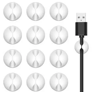 Cord Holder Cable Clips, 12PCS Self-Adhesive Wire Management Keeper Cord Organizer Charger Holder for Desktop USB Charging Cable Nightstand Power Cord Mouse Cable Wire PC Office Home (White) Cord Holder Cable Clips, 12PCS Self-Adhesive Wire Management Keeper Cord Organizer Charger Holder for Desktop USB Charging Cable Nightstand Power Cord Mouse Cable Wire PC Office Home (White)