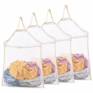 4 Pcs Mesh Laundry Bags for Washing Machine, Wash Bag for Clothes | 4 Sizes Hanging Wash Bags with S Hooks for Delicates Lingerie Socks, Reusable Honeycomb Mesh Laundry Organizer 4 Pcs Mesh Laundry Bags for Washing Machine, Wash Bag for Clothes | 4 Sizes Hanging Wash Bags with S Hooks for Delicates Lingerie Socks, Reusable Honeycomb Mesh Laundry Organizer