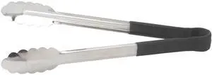 12" Black Stainless Steel Serving Tongs with Non-Slip Grip | Dishwasher safe, Non-slip handle, Brightly colored handles, Scalloped edges, Heat resistant, Great for Salads and Buffets 12" Black Stainless Steel Serving Tongs with Non-Slip Grip | Dishwasher safe, Non-slip handle, Brightly colored handles, Scalloped edges, Heat resistant, Great for Salads and Buffets
