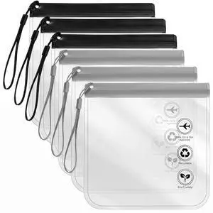 6 Pack TSA Clear Toiletry Bag Quart Size Travel Waterproof EVA | TSA/CAA/EU/UK Compliant | Triple-Seal Leakproof | Detachable Handle | 7.87" x 7.87" | 3 Black+3 Gray | Soft Durable EVA 6 Pack TSA Clear Toiletry Bag Quart Size Travel Waterproof EVA | TSA/CAA/EU/UK Compliant | Triple-Seal Leakproof | Detachable Handle | 7.87" x 7.87" | 3 Black+3 Gray | Soft Durable EVA