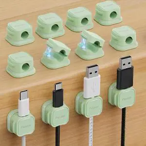 12 Pack Magnetic Cable Clip Organizer Cord Holder, Picozon Adhesive Cable Management, Wire Phone USB Charger Cable Holder, Keeper Organizer for Office Home Desktop Table - Green 12 Pack Magnetic Cable Clip Organizer Cord Holder, Picozon Adhesive Cable Management, Wire Phone USB Charger Cable Holder, Keeper Organizer for Office Home Desktop Table - Green