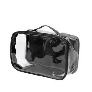Small Clear Travel Packing Cube/See Through PVC Plastic Pouch for Carry On Suitcase, Backpack or Diaper Bag/Transparent Multipurpose Accessories, Makeup & Underwear Organizer w/Handle (Black) Small Clear Travel Packing Cube/See Through PVC Plastic Pouch for Carry On Suitcase, Backpack or Diaper Bag/Transparent Multipurpose Accessories, Makeup & Underwear Organizer w/Handle (Black)