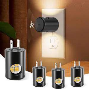LED Motion Sensor Night Light,Plug into Wall Night Light,4-Pack | Dusk to Dawn Sensor, 90° Rotating Plug,Auto On/Off, 3000K Soft White, 100 Lumens, Non-Dimmable LED Motion Sensor Night Light,Plug into Wall Night Light,4-Pack | Dusk to Dawn Sensor, 90° Rotating Plug,Auto On/Off, 3000K Soft White, 100 Lumens, Non-Dimmable