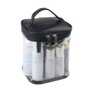 Premium Clear Makeup Bag with Inner Pocket, Transparent Cosmetic Pouch for Travel or Everyday Use, Waterproof Beach Bag for Sunscreen Skincare (Black) Premium Clear Makeup Bag with Inner Pocket, Transparent Cosmetic Pouch for Travel or Everyday Use, Waterproof Beach Bag for Sunscreen Skincare (Black)