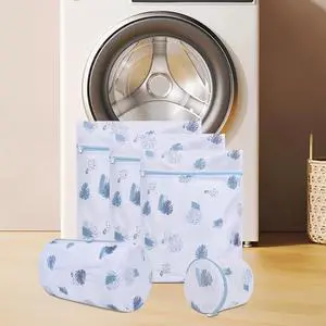 Durable Mesh Zipper Laundry Bags Machine Wash, 5-Piece Leaves Print | For Delicates Blouse Hosiery Baby Clothes, Travel Organization Bag Durable Mesh Zipper Laundry Bags Machine Wash, 5-Piece Leaves Print | For Delicates Blouse Hosiery Baby Clothes, Travel Organization Bag