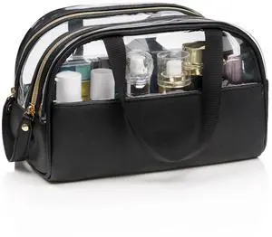 Clear Makeup Bag, Large Opening TSA Approved Toiletry Bag Portable Cosmetic Bag for Women Tote Bag Waterproof Travel Makeup Bag Organizer Clear Makeup Bag, Large Opening TSA Approved Toiletry Bag Portable Cosmetic Bag for Women Tote Bag Waterproof Travel Makeup Bag Organizer