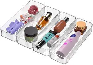 Clear Acrylic Drawer Organizer Bins: Plastic Organizers Tray For Bathroom | Stackable narrow small drawer organizer kitchen utensil desk junk makeup Clear Acrylic Drawer Organizer Bins: Plastic Organizers Tray For Bathroom | Stackable narrow small drawer organizer kitchen utensil desk junk makeup