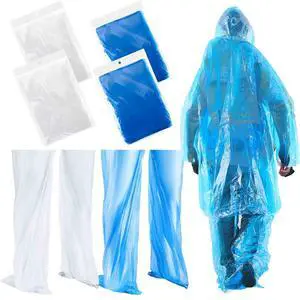 8 Sets Disposable Rain Suit for Adults, Poncho Pants, Blue, Clear | Waterproof Hooded Ponchos with Shoe Covers, Lightweight Emergency Rainwear, Portable for Outdoor Hiking Camping Travel 8 Sets Disposable Rain Suit for Adults, Poncho Pants, Blue, Clear | Waterproof Hooded Ponchos with Shoe Covers, Lightweight Emergency Rainwear, Portable for Outdoor Hiking Camping Travel