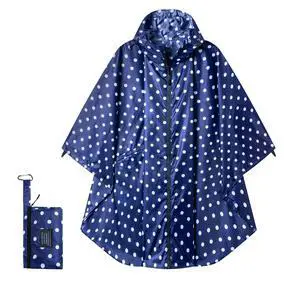 Hooded Rain Ponchos for Adult - Rain Coat and Rain Jacket with Waterproof Pocket and Zipper Suitable for Camping, Hiking, Travelling and Other Outdoor Activities, Navy Dot Hooded Rain Ponchos for Adult - Rain Coat and Rain Jacket with Waterproof Pocket and Zipper Suitable for Camping, Hiking, Travelling and Other Outdoor Activities, Navy Dot