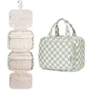 Hanging Toiletry Bag for Women Travel Checkered Makeup Bag Organizer Toiletries Bag for Travel Size Essentials Accessories Cosmetics (Mint Green Checkerboard (Medium)) Hanging Toiletry Bag for Women Travel Checkered Makeup Bag Organizer Toiletries Bag for Travel Size Essentials Accessories Cosmetics (Mint Green Checkerboard (Medium))
