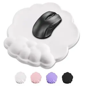 Pad Wrist Support, Cloud Mousepad with Memory Foam Wrist Rest, Non-Slip PU Base Gaming Leather Surface Mouse Pad for Home Office Laptop, White Pad Wrist Support, Cloud Mousepad with Memory Foam Wrist Rest, Non-Slip PU Base Gaming Leather Surface Mouse Pad for Home Office Laptop, White
