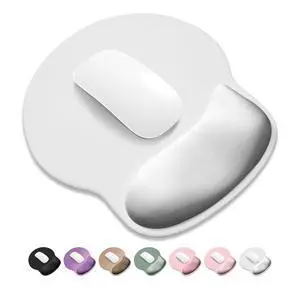 Ergonomic Mouse Pad with Wider Memory Foam Wrist Rest +17% - Curved Cushion Reduces Pressure 20%, Pain Relief, Non-Slip, Smooth, Cute Colors, 9.85 x 9 in, White Ergonomic Mouse Pad with Wider Memory Foam Wrist Rest +17% - Curved Cushion Reduces Pressure 20%, Pain Relief, Non-Slip, Smooth, Cute Colors, 9.85 x 9 in, White