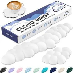 Cloud Wrist Rest for Keyboard and Mouse, Cloud Keyboard Wrist Rest | White, Memory Foam, Non-Slip PU Base, Leather, Ergonomic Support, Cute Arm Rest Pad & Palm Cushion, Office Desk Accessory Cloud Wrist Rest for Keyboard and Mouse, Cloud Keyboard Wrist Rest | White, Memory Foam, Non-Slip PU Base, Leather, Ergonomic Support, Cute Arm Rest Pad & Palm Cushion, Office Desk Accessory