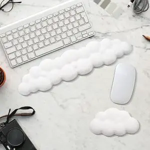 2 PCS Keyboard Cloud Wrist Rest, Memory Foam Keyboard Palm Rest with Non-Slip Base Ergonomic Keyboard Wrist for Pain Relief, Soft Wrist Rest for Office, Computer, Laptop, Gaming Office (White) 2 PCS Keyboard Cloud Wrist Rest, Memory Foam Keyboard Palm Rest with Non-Slip Base Ergonomic Keyboard Wrist for Pain Relief, Soft Wrist Rest for Office, Computer, Laptop, Gaming Office (White)