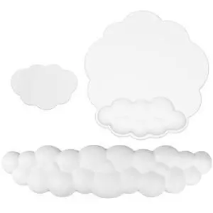 Ergonomic Cloud Mouse Pad & Keyboard Wrist Rest & Cup Pad, White | Cute Cloud Shape, Comfortable Memory Foam Cushioning for Pain Relief, Smooth and Durable Leather Surface, Non-Slip PU Base Ergonomic Cloud Mouse Pad & Keyboard Wrist Rest & Cup Pad, White | Cute Cloud Shape, Comfortable Memory Foam Cushioning for Pain Relief, Smooth and Durable Leather Surface, Non-Slip PU Base