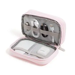 Electronics Organizer Travel Case, Cord Storage, 7.8" x 5", Pink Electronics Organizer Travel Case, Cord Storage, 7.8" x 5", Pink