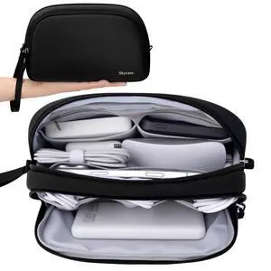 Travel Electronics Organizer, Lightweight Water Resistant DualLayer Tech Pouch with Wrist Strap, 9 Compartments Cable Organizer for Essentials, Travel Case for Charger Cord, Hard Drive Travel Electronics Organizer, Lightweight Water Resistant DualLayer Tech Pouch with Wrist Strap, 9 Compartments Cable Organizer for Essentials, Travel Case for Charger Cord, Hard Drive