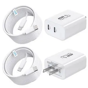 40W USB C Charger Block Dual Port with 10ft Type C Cable -White | PD Fast Charger Power Adapter Fast Charging Compatible with iPhone 17, 16, 15 Pro Max, iPad Pro, & for Galaxy S26/S25/24 40W USB C Charger Block Dual Port with 10ft Type C Cable -White | PD Fast Charger Power Adapter Fast Charging Compatible with iPhone 17, 16, 15 Pro Max, iPad Pro, & for Galaxy S26/S25/24