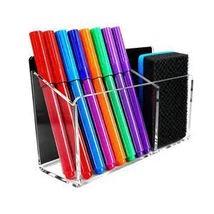 Magnetic Dry Erase Marker Holder - Non-Slip Acrylic Pen Organizer with Powerful Magnets for Whiteboard, Refrigerator, Office Desk, Classroom Supplies & Home Organization-Clear Magnetic Dry Erase Marker Holder - Non-Slip Acrylic Pen Organizer with Powerful Magnets for Whiteboard, Refrigerator, Office Desk, Classroom Supplies & Home Organization-Clear
