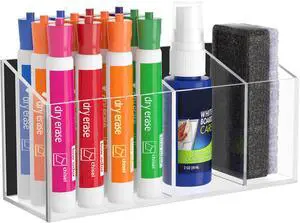 Magnetic Dry Erase Marker Holder for Whiteboard, Wall Mount, Clear | 3 Compartments, Magnet Pen Pencil Holder for Fridge Refrigerator, Locker Organizer Accessories for School Classroom Office Magnetic Dry Erase Marker Holder for Whiteboard, Wall Mount, Clear | 3 Compartments, Magnet Pen Pencil Holder for Fridge Refrigerator, Locker Organizer Accessories for School Classroom Office