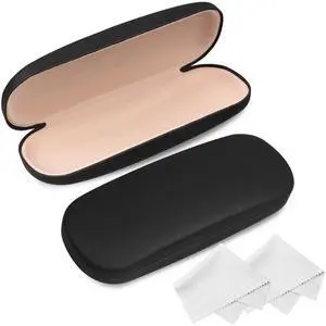 Glasses Case, 2 Pack Eyeglass Case with Cleaning Cloth, Glasses Case Hard Shell Fits Most Glasses Glasses Case, 2 Pack Eyeglass Case with Cleaning Cloth, Glasses Case Hard Shell Fits Most Glasses
