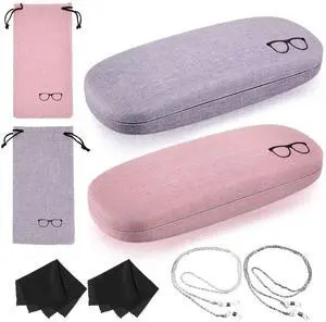 2 Set Eyeglass Case Kit Hard Shell Fabric Dusty Colors Eyeglass Case with Storage Bag Glasses Chain Cleaning Cloth(Pink, Purple) 2 Set Eyeglass Case Kit Hard Shell Fabric Dusty Colors Eyeglass Case with Storage Bag Glasses Chain Cleaning Cloth(Pink, Purple)