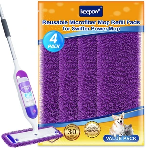 Reusable Microfiber Mop Pads Compatible with Swiffer PowerMop 4 Pack, Power Mop Pads Refills for 13 ''-15 '' Spray Mop, Machine Washable Pad Replacement for Multi-Surface Floor Cleaning Reusable Microfiber Mop Pads Compatible with Swiffer PowerMop 4 Pack, Power Mop Pads Refills for 13 ''-15 '' Spray Mop, Machine Washable Pad Replacement for Multi-Surface Floor Cleaning