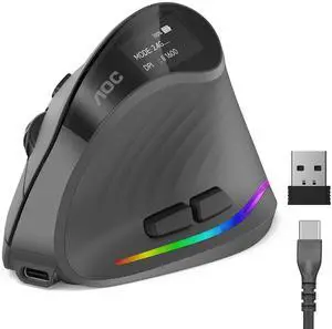 Ergonomic Mouse, 2.4GHz Wireless Bluetooth Vertical Mouse, Rechargeable | 4800 DPI, Right Hand, Quiet Clicks, RGB Light, 6 Programmable Buttons, LED Battery Display, Suitable for PC/Laptop/Mac, Gray Ergonomic Mouse, 2.4GHz Wireless Bluetooth Vertical Mouse, Rechargeable | 4800 DPI, Right Hand, Quiet Clicks, RGB Light, 6 Programmable Buttons, LED Battery Display, Suitable for PC/Laptop/Mac, Gray