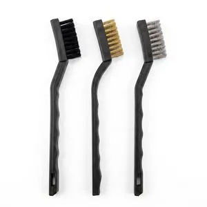 3PCS Mini Wire Brush Set, 7" Brass Stainless Steel Nylon Bristle Brushes, Industrial Cleaning Tools for Auto Rust Removal, Paint Stripping & Surface Polishing (Black) 3PCS Mini Wire Brush Set, 7" Brass Stainless Steel Nylon Bristle Brushes, Industrial Cleaning Tools for Auto Rust Removal, Paint Stripping & Surface Polishing (Black)