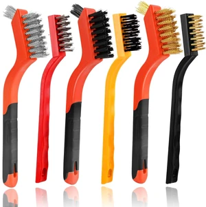 Wire Brushes for Cleaning Rust, Nylon, Brass & StainlessSteel Bristles | Upgrade Wire Brush Set with Curved Handle Grip for Paint, Rust & Stain Removal, 7-Inch Small Metal Wire Brushes Wire Brushes for Cleaning Rust, Nylon, Brass & StainlessSteel Bristles | Upgrade Wire Brush Set with Curved Handle Grip for Paint, Rust & Stain Removal, 7-Inch Small Metal Wire Brushes