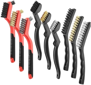 Wire Brush Set - Stainless Steel/Brass/Nylon Bristles for Rust, Welding Slag, Paint & Dirt Removal -Automotive, Metal & DIY Cleaning Tools Wire Brush Set - Stainless Steel/Brass/Nylon Bristles for Rust, Welding Slag, Paint & Dirt Removal -Automotive, Metal & DIY Cleaning Tools