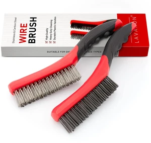 Wire Brush Set-Heavy Duty Stainless & Carbon Steel Bristles with Plastic Handle Grip for Rust, Wielding Slag, Dirt & Paint Scrubbing with Deep Cleaning 10 Inches, Large (Pack of 2-Red) Wire Brush Set-Heavy Duty Stainless & Carbon Steel Bristles with Plastic Handle Grip for Rust, Wielding Slag, Dirt & Paint Scrubbing with Deep Cleaning 10 Inches, Large (Pack of 2-Red)
