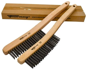 70504A 2-Pack Carbon Steel Wire Brush's with Curved Wood Handle, 13-3/4-Inch-by-.014-Inch, Assorted 70504A 2-Pack Carbon Steel Wire Brush's with Curved Wood Handle, 13-3/4-Inch-by-.014-Inch, Assorted