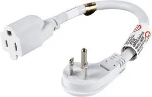 1Feet 1875W 15A 14AWG Flat Plug Heavy Duty Extension Cord Outlet Saver 3-Prong Grounded Short Power Extension Cord,UL Listed (1FT, White) 1Feet 1875W 15A 14AWG Flat Plug Heavy Duty Extension Cord Outlet Saver 3-Prong Grounded Short Power Extension Cord,UL Listed (1FT, White)