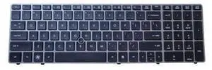 Black Laptop Keyboard with Silver Frame including Pointer for HP Elitebook 8560P Black Laptop Keyboard with Silver Frame including Pointer for HP Elitebook 8560P