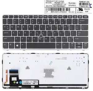 US Keyboard for HP EliteBook 810 G1 810 G2 810 G3 Silver Frame Black Backlit US Keyboard for HP EliteBook 810 G1 810 G2 810 G3 Silver Frame Black Backlit