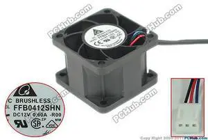 Delta Electronics FFB0412SHN -R00 DC 12V 0.60A 40x40x28mm 3-wire Server Cooling Fan Delta Electronics FFB0412SHN -R00 DC 12V 0.60A 40x40x28mm 3-wire Server Cooling Fan