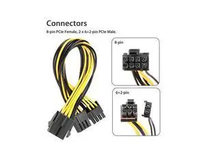 10-Pack PCI-E 8Pin to 2X 8 Pin (6+2) Power Splitter Cable for PCIE PCI Express Image Card Y - Splitter Extension Cable 18AWG(40cm/15.74") 10-Pack PCI-E 8Pin to 2X 8 Pin (6+2) Power Splitter Cable for PCIE PCI Express Image Card Y - Splitter Extension Cable 18AWG(40cm/15.74")