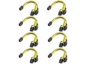 Graphics card 6-pin to dual 8-pin 6+2 pin PCIE adapter cable, of 6-pin to 8-pin PCI-e Express Power GPU video care cable, 9 inch/23 cm (6 pin to dual 8-pin) (8PCS) Graphics card 6-pin to dual 8-pin 6+2 pin PCIE adapter cable, of 6-pin to 8-pin PCI-e Express Power GPU video care cable, 9 inch/23 cm (6 pin to dual 8-pin) (8PCS)