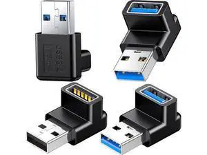 4 Pack 90 Degree Right Angle USB 3.0/3.1 A Male to Female Adapter, Up & Down Elbow 10Gbps Data Transfer 3A Fast Charging Connector for PC, Desktop, Laptop, USB Hub & USB Charger 4 Pack 90 Degree Right Angle USB 3.0/3.1 A Male to Female Adapter, Up & Down Elbow 10Gbps Data Transfer 3A Fast Charging Connector for PC, Desktop, Laptop, USB Hub & USB Charger