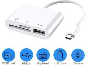 3-in-1 USB-C OTG Card Reader, USB-C to SD + Micro SD + USB2.0 Female Camera Connection Kit for iPad Pro 11"/12.9"(2018), MacBook Pro & All USB-C Devices 3-in-1 USB-C OTG Card Reader, USB-C to SD + Micro SD + USB2.0 Female Camera Connection Kit for iPad Pro 11"/12.9"(2018), MacBook Pro & All USB-C Devices